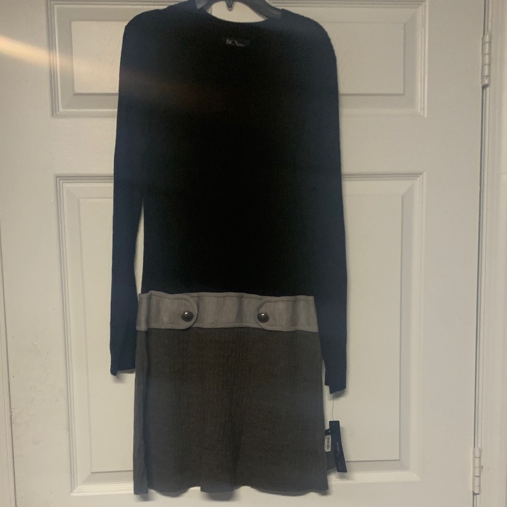 BCX Black and Gray Long Sleeve Dress
